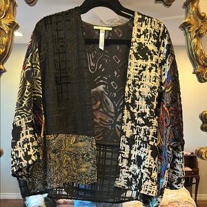 Anthropologie Multicolor Velvet Open Cardigan one size